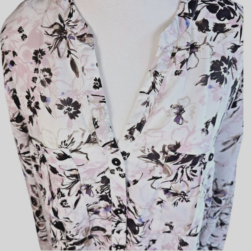 Nwt Franne Golde Alora Blouse Womens Xxl Floral Button Down Shirt Pink Black — image 2 of 8